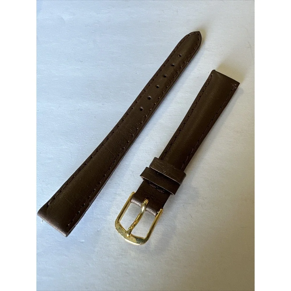 Kreisler Brown Norwegian Calf Leather Watch Strap 12mm Gold Buckle Vintage Band